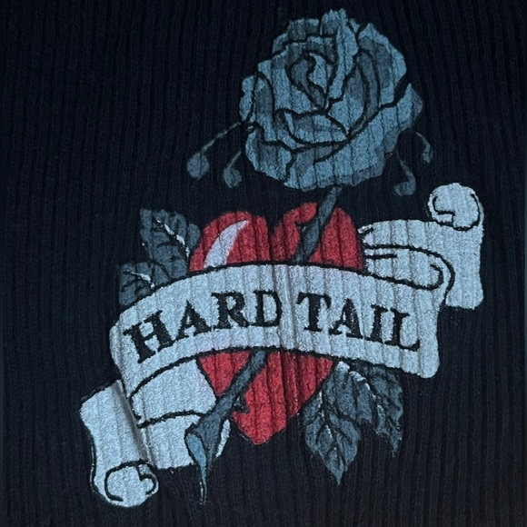 90’s Vintage Hard Tail Forever Ribbed Tank Top Heart Rose Tattoo - Picture 3 of 4